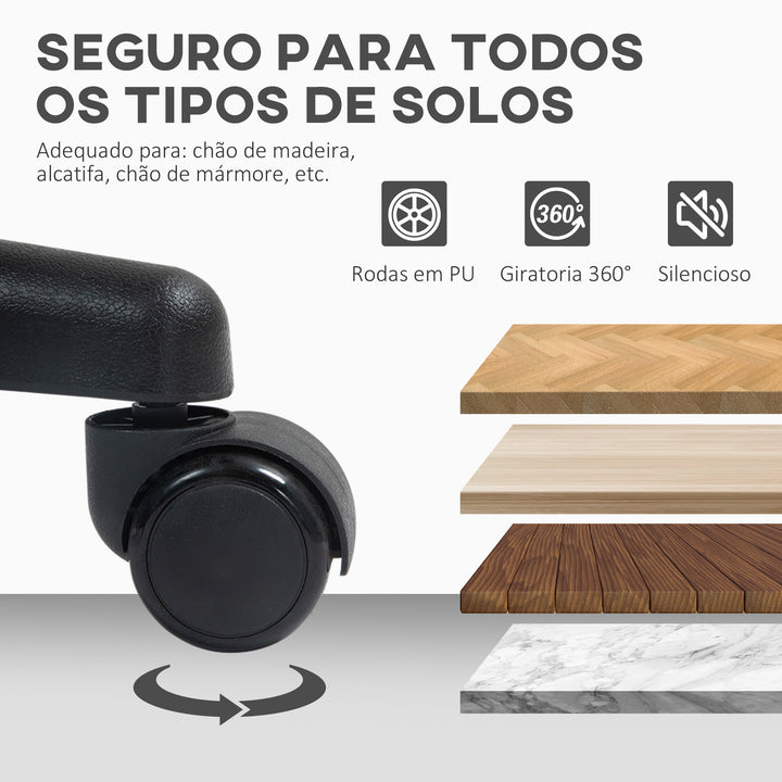 Cadeira de Escritório sem Apoio para os Braços Cadeira de Escritório Giratória com Encosto de Malha Respirável Altura Ajustável Carga 120 kg 43x48x78-88 cm Branco