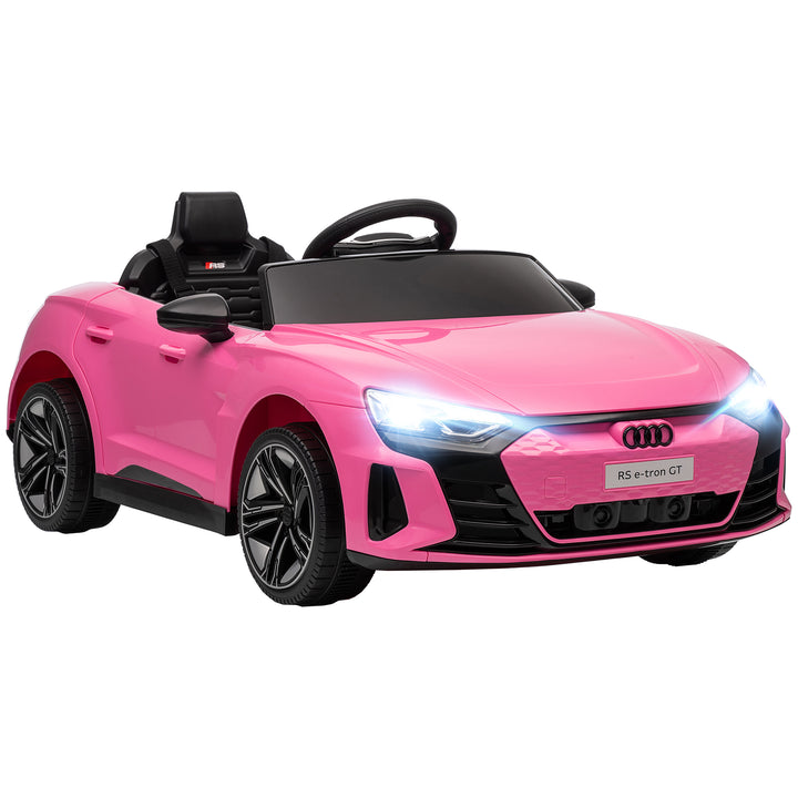 Carro Elétrico AUDI RS E-Tron GT para Crianças de 3-6 Anos Carro de Bateria 12V com 2 Motores Controlo Remoto Faróis LED Buzina Música USB e Abertura de Porta 3-5km/h 103x58x41 cm Rosa