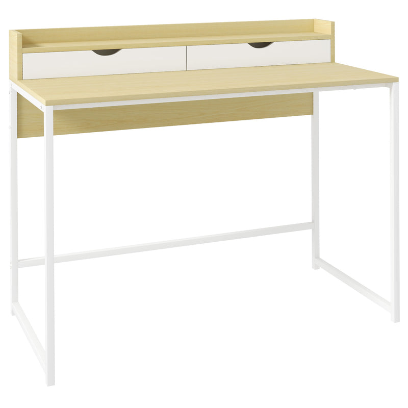 Secretária Moderna Mesa para Escritório Mesa de Computador com Estante de Armazenamento e 2 Gavetas Removíveis 106x50x89 cm Branco