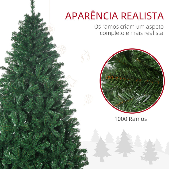 Árvore de natal Ø115x180cm Artificial Árvores Decoração de Natal com 1492 Ramos de Apoio em Metal