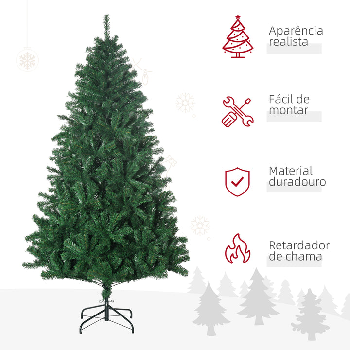 Árvore de natal Ø115x180cm Artificial Árvores Decoração de Natal com 1492 Ramos de Apoio em Metal