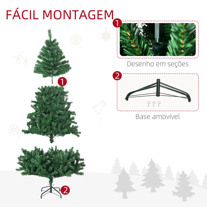 Árvore de natal Ø115x180cm Artificial Árvores Decoração de Natal com 1492 Ramos de Apoio em Metal