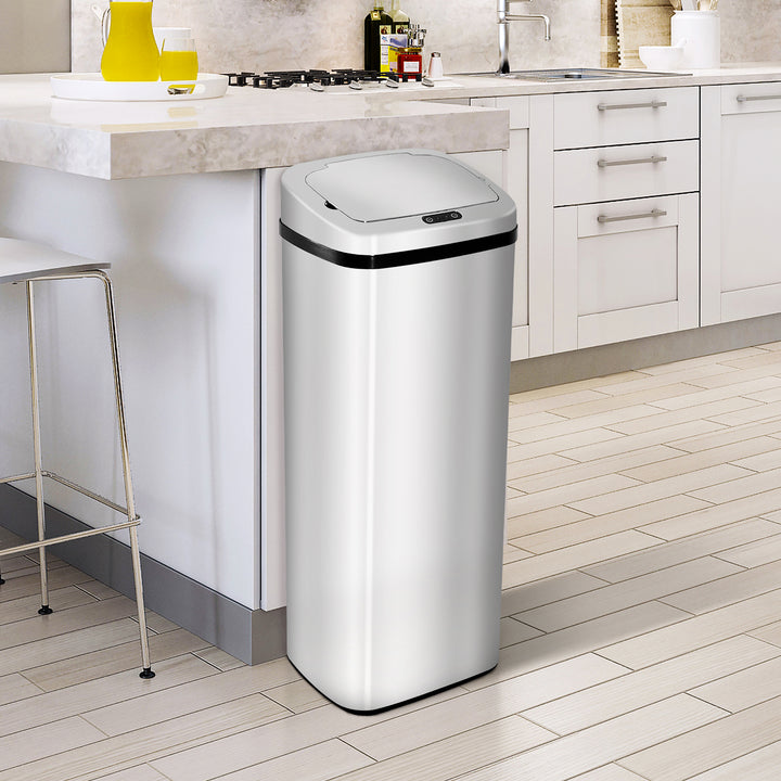 Caixote do Lixo Inteligente de 50L resistente à água abertura automática – Cor: Prata – Aço Inoxidável – 33x25x84 cm