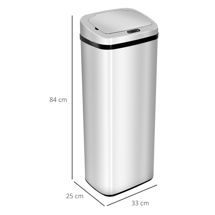 Caixote do Lixo Inteligente de 50L resistente à água abertura automática – Cor: Prata – Aço Inoxidável – 33x25x84 cm