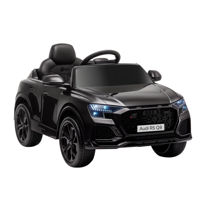 Carro Elétrico Infantil acima de 3 anos Licença Audi RS Q8 com Bateria 6V Controle a Distância Música MP3 Buzina e Luzes Velocidade Máx. 3km/h 101x62x51cm Preto