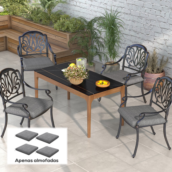 Conjunto de Almofadas para Cadeiras 47x47x7 cm Conjunto de 4 Peças Almofadas para Cadeiras de Jardim Impermeáveis e com Proteção UV 50+ para Interior e Exterior Cinza
