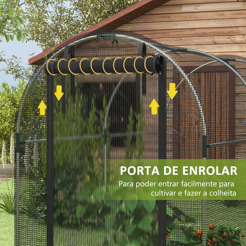 Estufa de Cultivo Estufa de Jardim com 1 Porta com Fecho de Correr Suporte e Anti UV para Proteger as Plantas Pátio Jardim Varanda 120x240x188 cm Preto