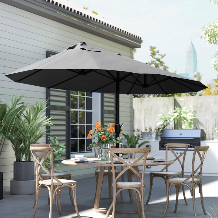 Grande Guarda-sol duplo com manivela anti-UV jardim 460x240 cm Preto