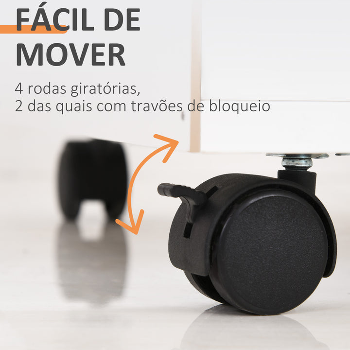 Gaveta para escritório com gaveta de 4 rodas com prateleira e armário de bloqueio 40x35x60cm Máximo 25kg