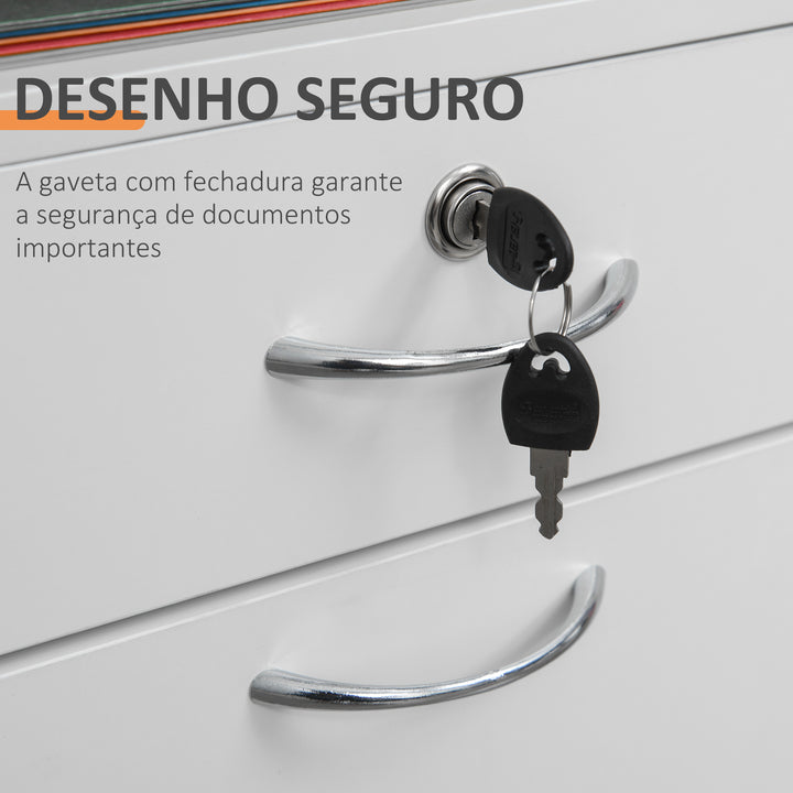 Gaveta para escritório com gaveta de 4 rodas com prateleira e armário de bloqueio 40x35x60cm Máximo 25kg