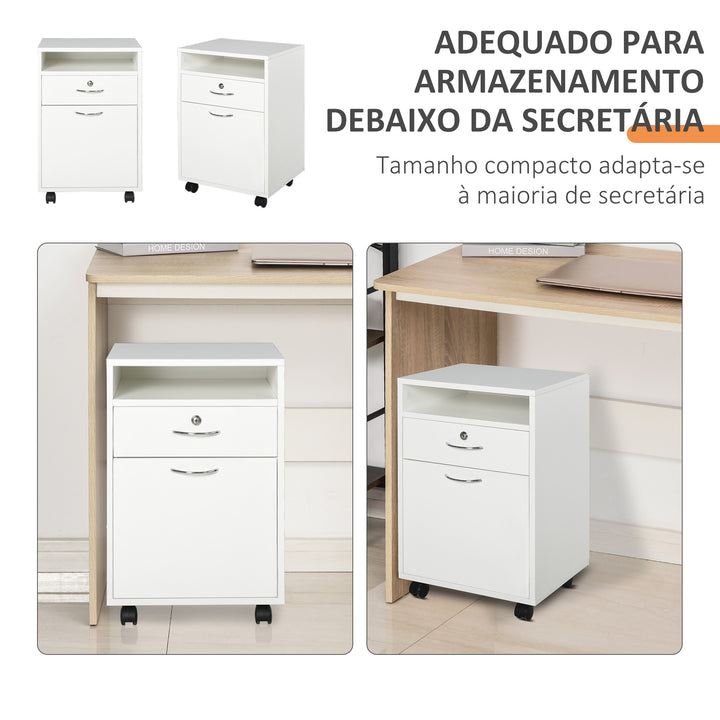 Gaveta para escritório com gaveta de 4 rodas com prateleira e armário de bloqueio 40x35x60cm Máximo 25kg