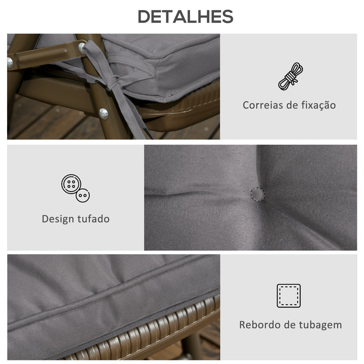 Conjunto de Almofadas para Cadeiras de Jantar 42x42x5 cm Jogo de 4 Peças Almofadas para Cadeiras de Jardim Impermeáveis com 2 Amarras de Fixação Cinzento