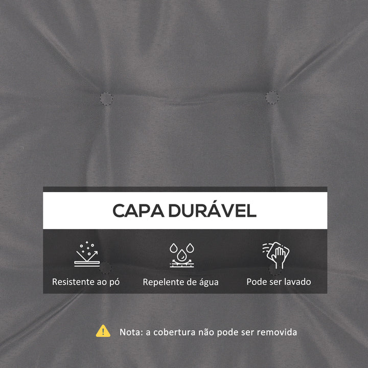 Conjunto de Almofadas para Cadeiras de Jantar 42x42x5 cm Jogo de 4 Peças Almofadas para Cadeiras de Jardim Impermeáveis com 2 Amarras de Fixação Cinzento