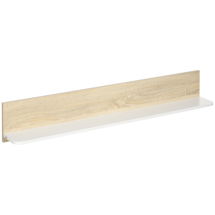 Estante de Parede Estante Flutuante de Madeira para Sala de Estar Dormitório Cozinha Casa de Banho 120x15x20cm Carvalho e Branco