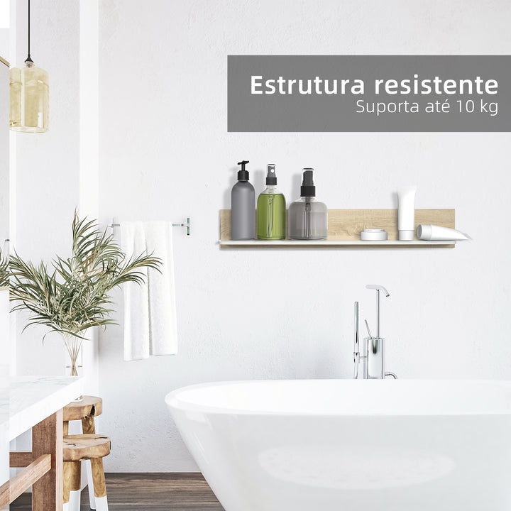 Estante de Parede Estante Flutuante de Madeira para Sala de Estar Dormitório Cozinha Casa de Banho 120x15x20cm Carvalho e Branco