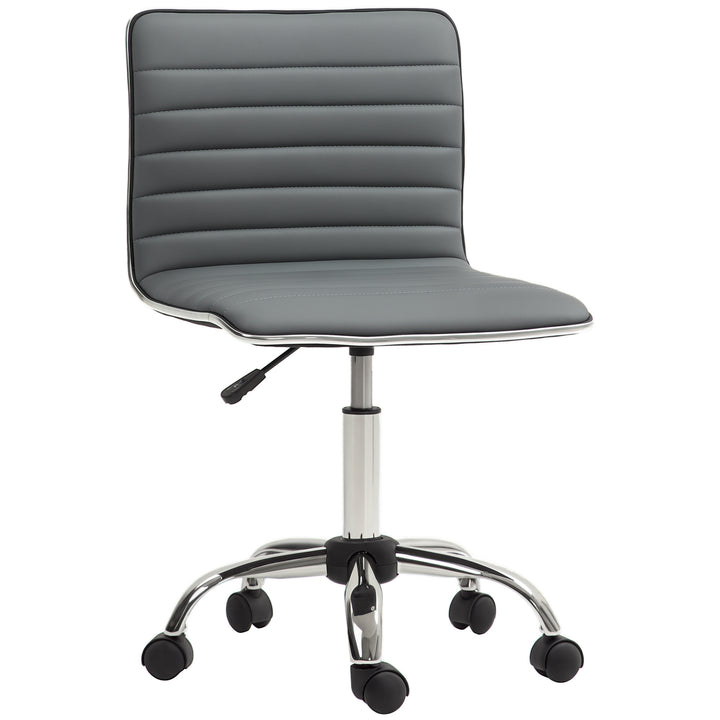 Cadeira de Escritório sem Apoio para os Braços Cadeira de Escritório Giratória com Altura Ajustável Cadeira para Estudo Estofada em PU Carga 120 kg 48x52x78-90 cm Cinza