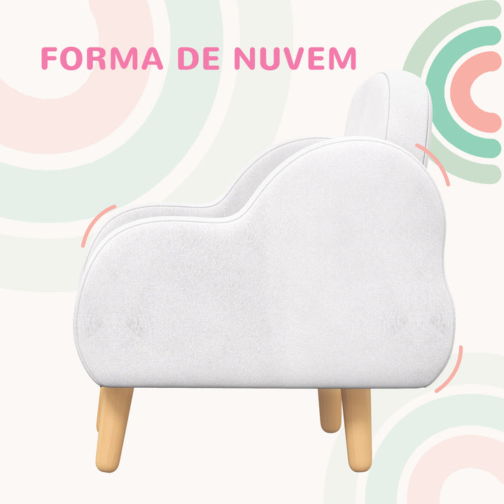 Poltrona para Crianças Poltrona Infantil em Forma de Nuvem com Tato Suave para Crianças de 1,5-5 Anos Carga Máxima 40 kg 46x51x55 cm Branco