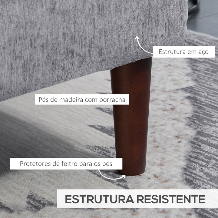 Sofá de Canto com Chaise Longue em Forma de L Estofado em Poliéster Sofá de Canto com Apoios de Braço para Sala de Estar Capacidade 250 kg 215x142x88 cm Cinza