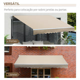 Toldo Manual Retrátil 350x250 cm Toldo para Varanda com Manivela de Metal Impermeável e Anti-UV Toldo Enrolável de Exterior para Jardim Terraço Janelas Creme