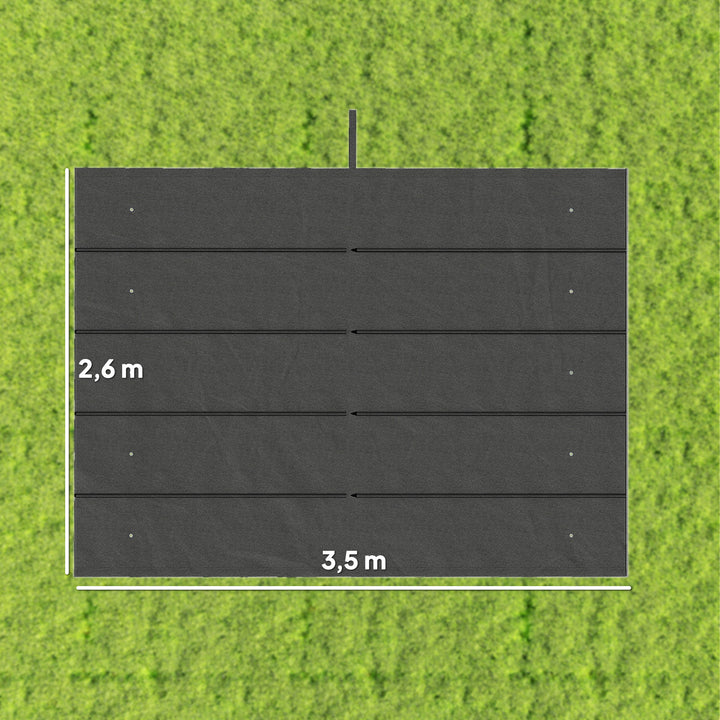 Cobertura para Pérgola 3,5x2,5 m Teto de Substituição Retrátil para Pérgola com 10 Orifícios de Drenagem Cinza Escuro