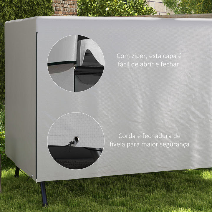 Capa Protetora para Baloiço de Jardim de 3 Lugares 215x155x150 cm Impermeável com Fecho de Correr Cobertura para Móveis de Exterior Cinzento Claro