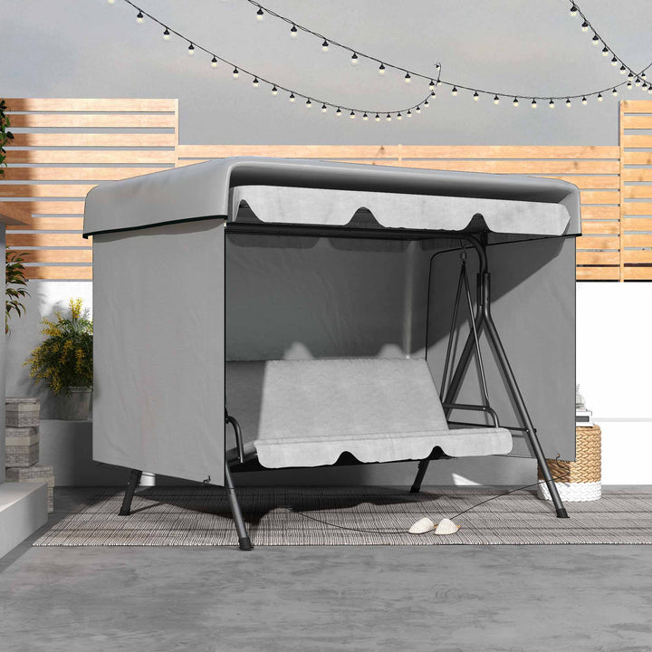 Capa Protetora para Baloiço de Jardim de 3 Lugares 215x155x150 cm Impermeável com Fecho de Correr Cobertura para Móveis de Exterior Cinzento Claro