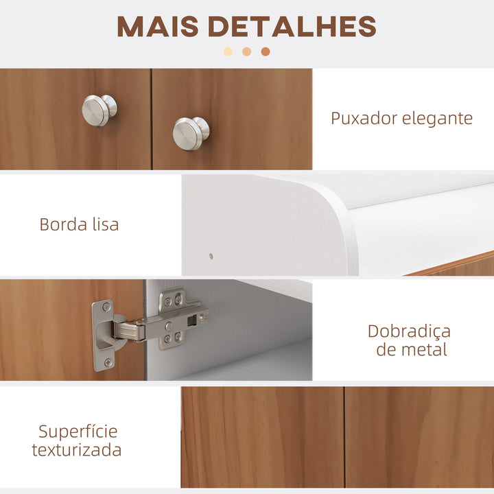 Sapateira Armário Multiuso com 2 Portas Prateleiras Interiores e 4 Prateleiras Exteriores com Altura Ajustável 83x30x90 cm Madeira