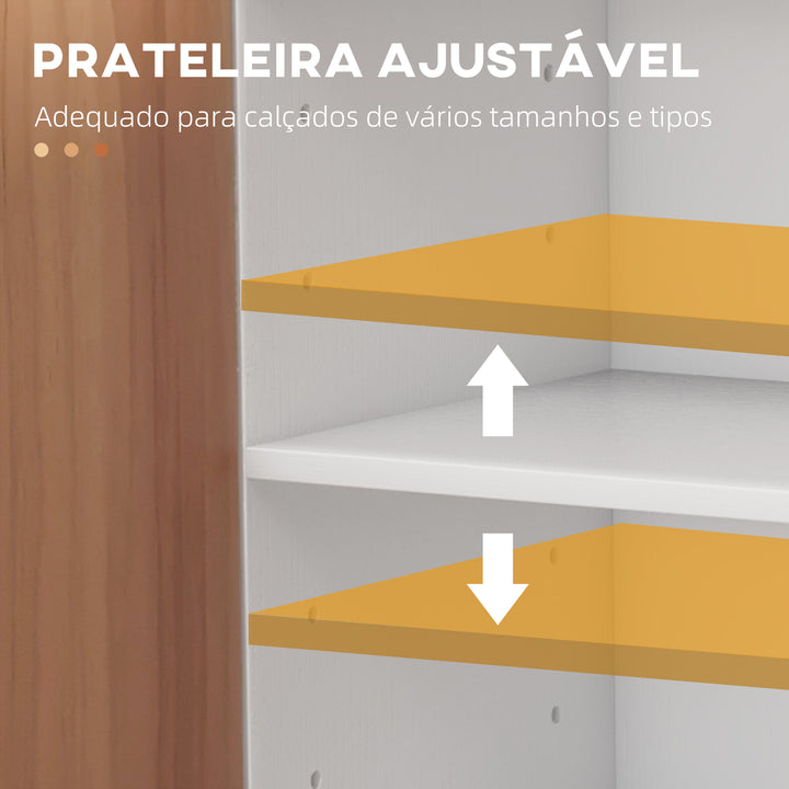 Sapateira Armário Multiuso com 2 Portas Prateleiras Interiores e 4 Prateleiras Exteriores com Altura Ajustável 83x30x90 cm Madeira