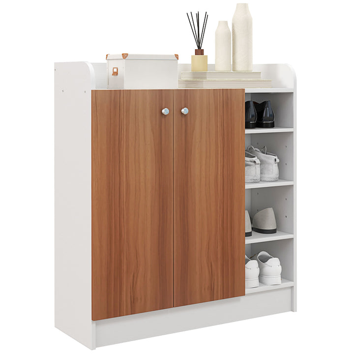 Sapateira Armário Multiuso com 2 Portas Prateleiras Interiores e 4 Prateleiras Exteriores com Altura Ajustável 83x30x90 cm Madeira