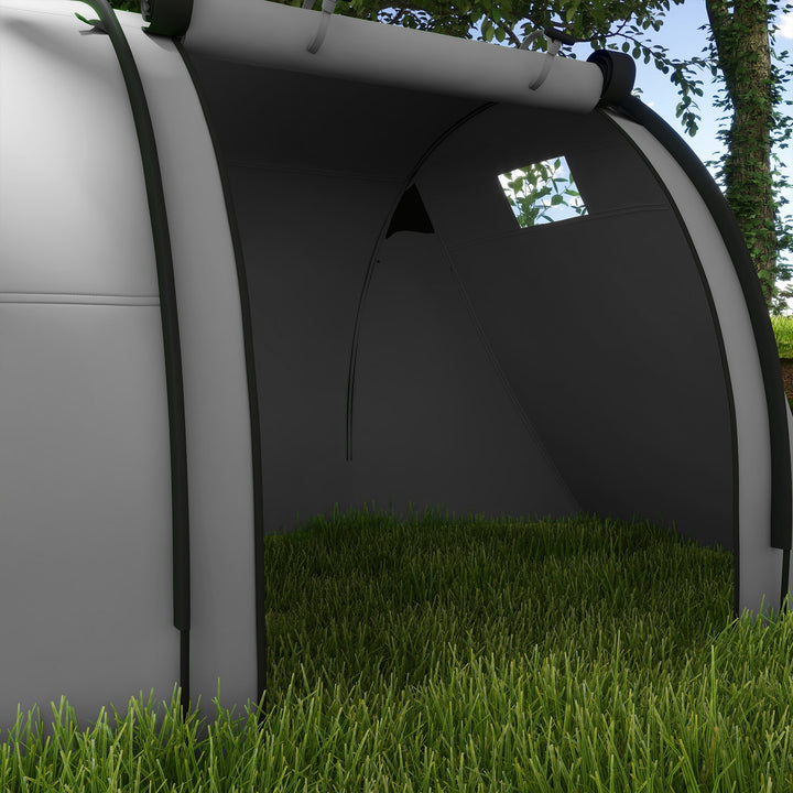 Tenda de Campismo Familiar para 3 Pessoas Tenda Campismo Dobrável Leve com Portas Janelas Gancho e Bolsa de Transporte Impermeável 3000 mm para Praia Caminhadas 470x220x150 cm Cinzento