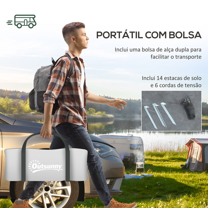 Tenda de Campismo Familiar para 3 Pessoas Tenda Campismo Dobrável Leve com Portas Janelas Gancho e Bolsa de Transporte Impermeável 3000 mm para Praia Caminhadas 470x220x150 cm Cinzento