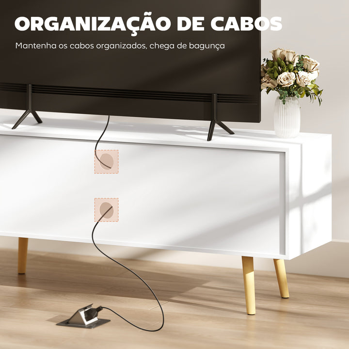 Móvel de TV de Sala de Estar Móvel para Televisores de até 55 Polegadas com 2 Portas 2 Prateleiras de Armazenamento para Escritório Dormitório 120x34x50cm Branco