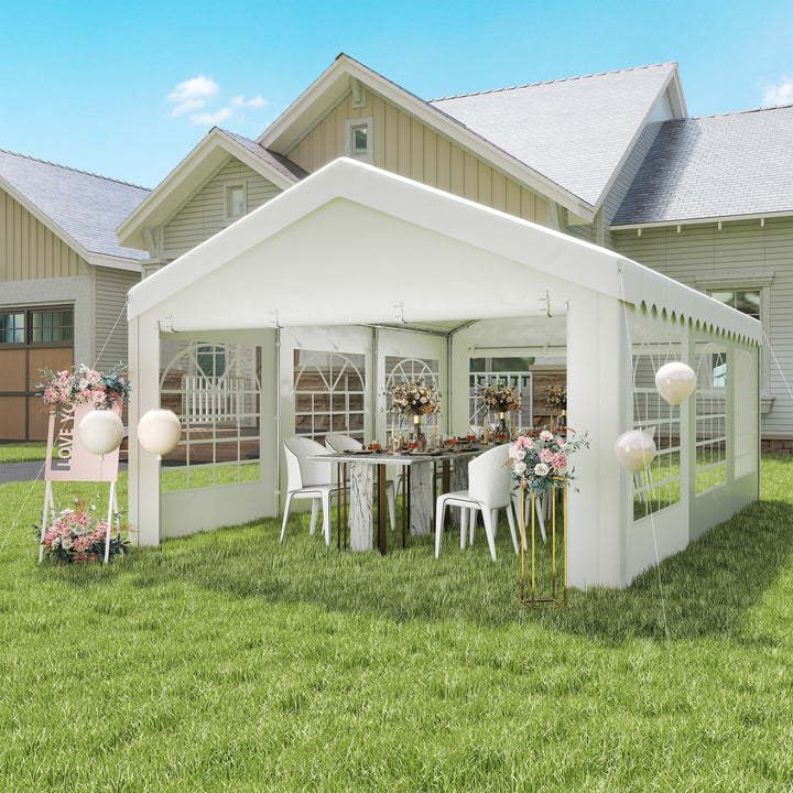 Pérgola para Jardim 6x4x2,8m de Tela de PE Aço Branco