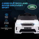 Carro Elétrico para Crianças acima de 3 Anos com Licença Land Rover Discovery Sport Carro Elétrico Infantil com Bateria 12V Controlo Remoto Faróis Buzina e Música 106x65,5x51 cm Branco