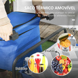 Carrinho de Transporte com Bolsa Térmica Removível Carrinho Dobrável com Alça Ajustável e Bolsa de Transporte Capacidade 100 kg para Campismo Praia 113x57x77-100 cm Azul