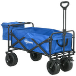 Carrinho de Transporte com Bolsa Térmica Removível Carrinho Dobrável com Alça Ajustável e Bolsa de Transporte Capacidade 100 kg para Campismo Praia 113x57x77-100 cm Azul