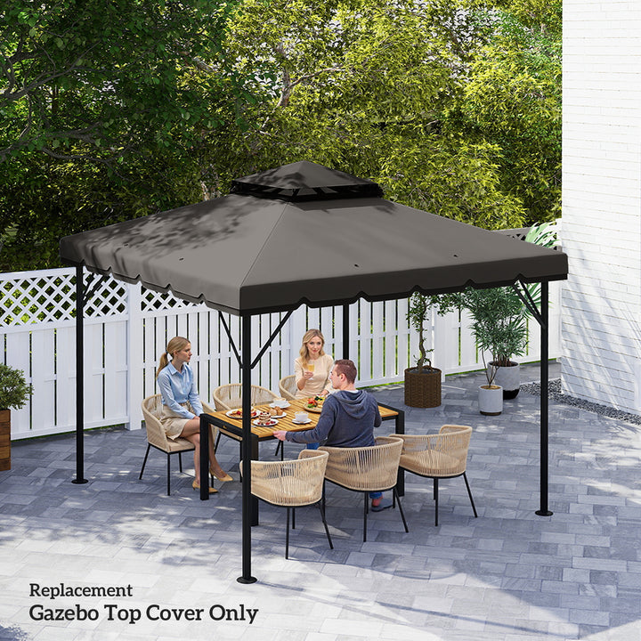 Teto de Substituição para Pérgola 3x3 m Cobertura com Teto Duplo 8 Orifícios de Drenagem e Proteção UPF 30+ APENAS Toldo de Substituição Cinzento Claro