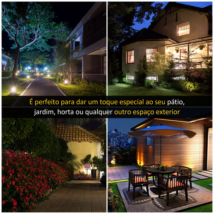 Candeeiro Solar Candeeiro Solar de Exterior com Painel Solar Ligar e Desligar Automático Resistente às Intempéries, Estrutura de Alumínio IP44 para Varanda Pátio 22x22x194 cm Preto