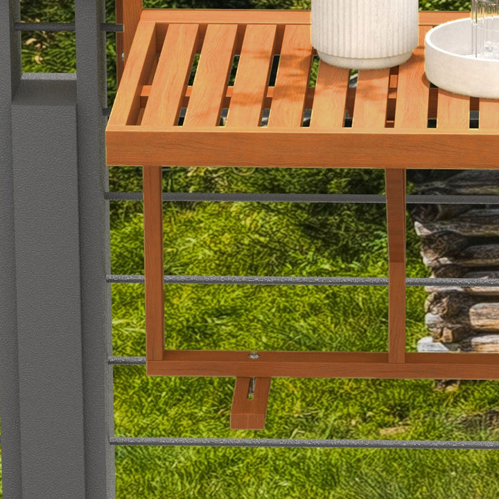 Mesa Suspensa para Varanda Mesa de Varanda Dobrável em Madeira com Altura Ajustável em 4 Níveis Capacidade 20 kg para Terraço 68x65x40,5-55 cm Natural