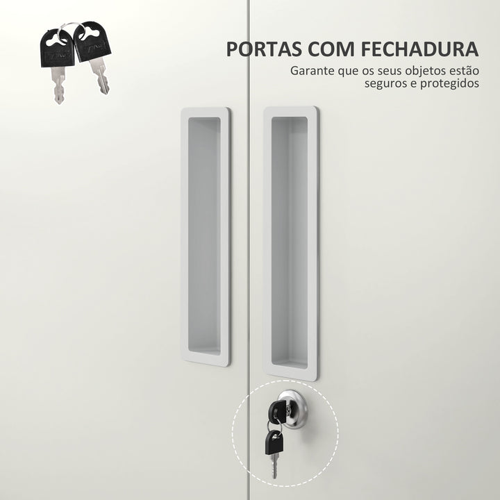 Armário para Arquivos de 5 Níveis com Chaves Prateleiras Ajustáveis Armário de Arquivos Metálico para Escritório Estudio Sala de Estar 80x40x180 cm Branco