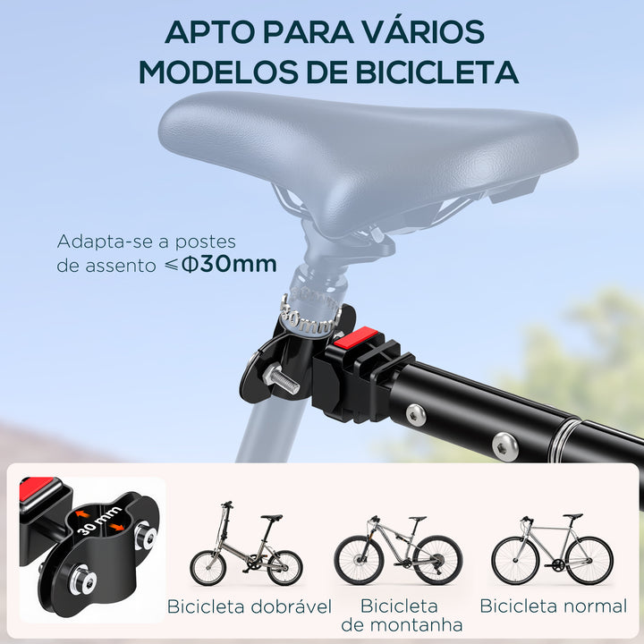 Reboque de Bicicleta Preto Aço 144 x 59 x 80 cm