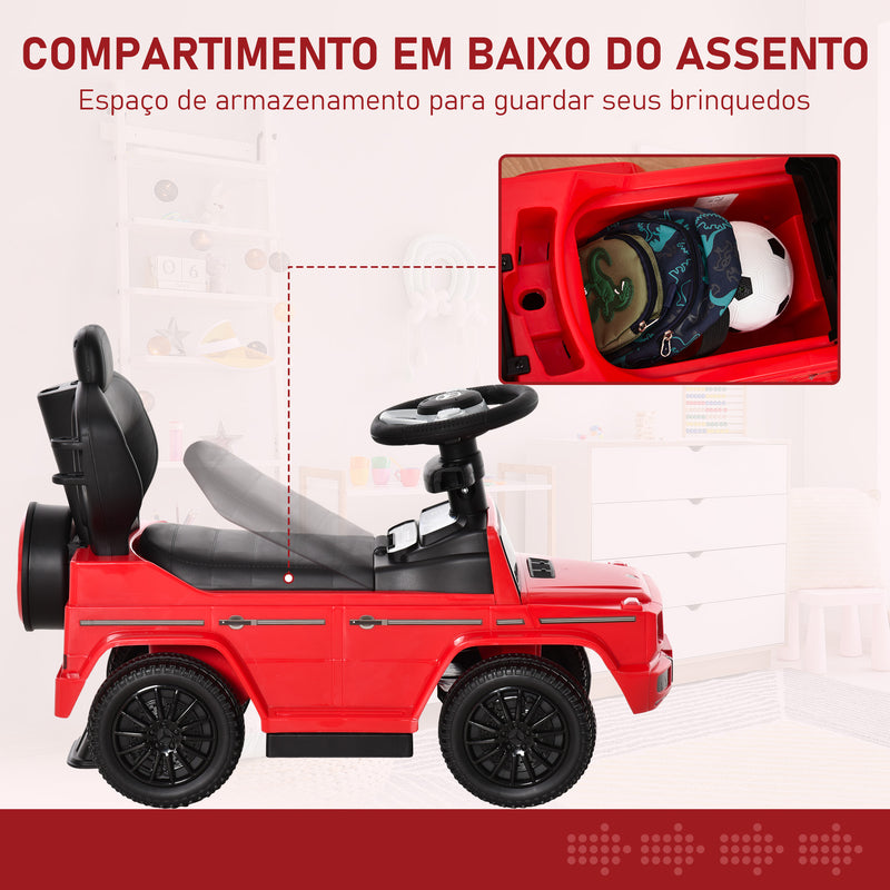 Carro de Passeio Carro Andador para Crianças acima de 12 Meses Mercedes G350 com Buzina Capô Removível Encosto e Suporte de Proteção 85,5x40,5x95 cm Vermelho