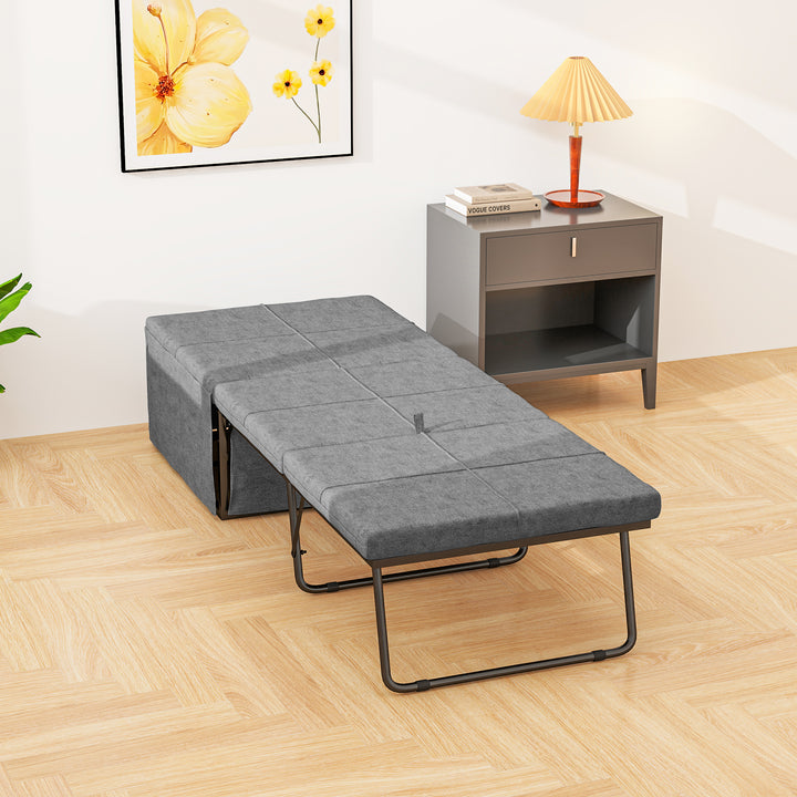 Cama Dobrável 68x180 cm com Colchão de Espuma Cama Dobrável para Convidados com Capa de Proteção Cama de Convidados Carga 120 kg Cinza