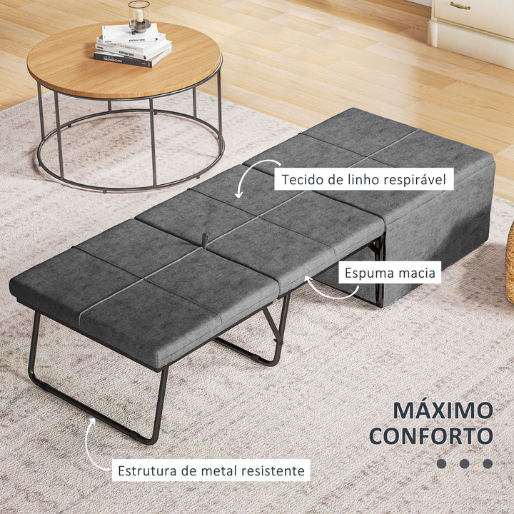 Cama Dobrável 68x180 cm com Colchão de Espuma Cama Dobrável para Convidados com Capa de Proteção Cama de Convidados Carga 120 kg Cinza