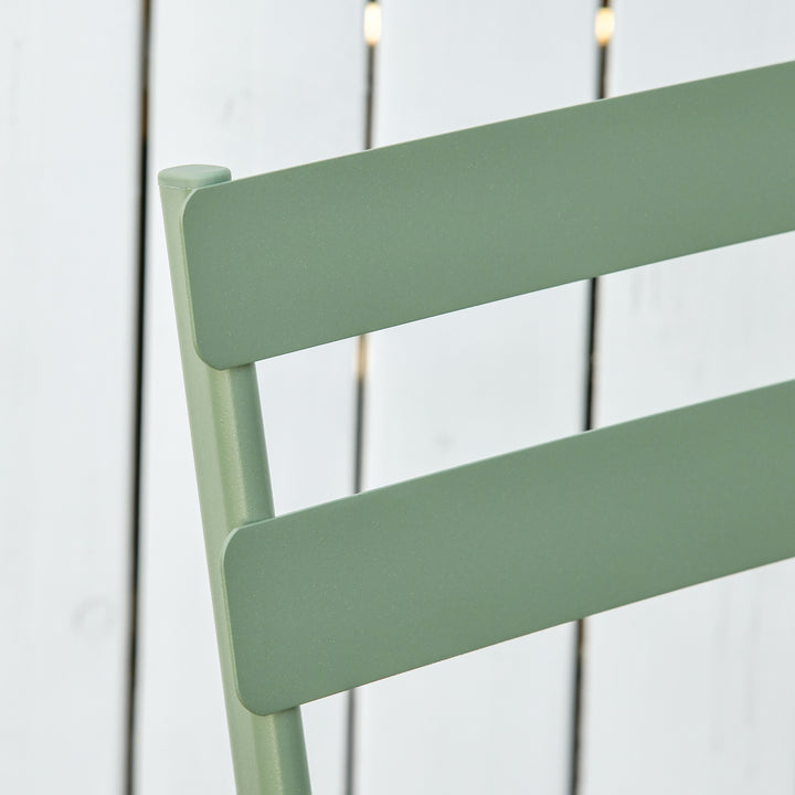 Conjunto de Móveis de Jardim Dobráveis Conjunto de 1 Mesa Redonda e 2 Cadeiras de Varanda com Estrutura de Aço para Pátio Verde Escuro