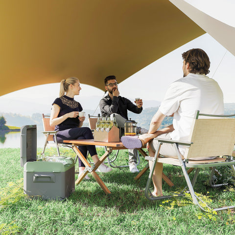 Geleira Portátil Elétrica 17,5L Geleira para Carro -20? a +20 ? 12V/24V Mini Geleira com Rodas Compressor e Ecrã LED Tátil para Casa Campismo Viagens 61x34x32,4 cm Cinza e Verde