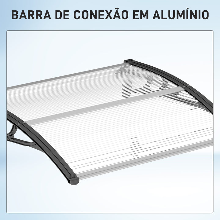 Marquise de Proteção 75x100 cm Marquise de Exterior para Portas e Janelas contra Sol e Chuva com Suporte de Liga de Alumínio Transparente e Preto