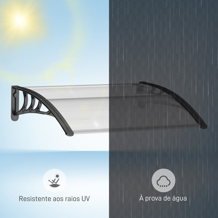 Marquise de Proteção 75x100 cm Marquise de Exterior para Portas e Janelas contra Sol e Chuva com Suporte de Liga de Alumínio Transparente e Preto