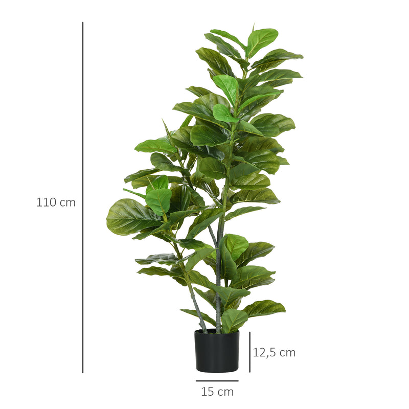 Planta Artificial Ficus 110 cm Planta Artificial com 90 Folhas Musgo e Vaso Planta Artificial Decorativa para Interior e Exterior Casa Sala de Estar Verde