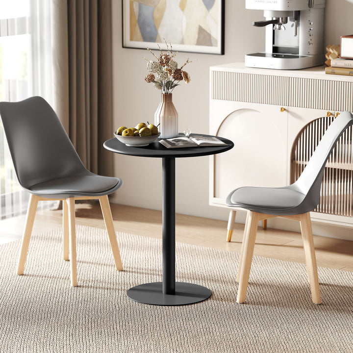 Mesa de Refeição Redonda para 2 Pessoas Mesa de Cozinha de Aço para Interior e Exterior Ø60x72 cm Preto